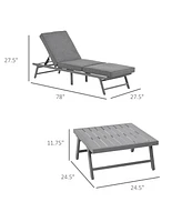 Outsunny 3-Piece Patio Couch Furniture Set with 2 Convertible Sofas,