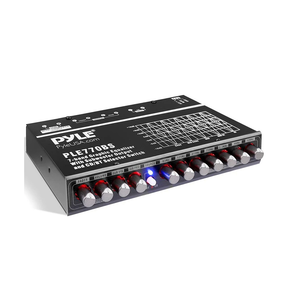 Pyle 7 Bands Graphic Equalizer with Subwoofer Control, Bluetooth