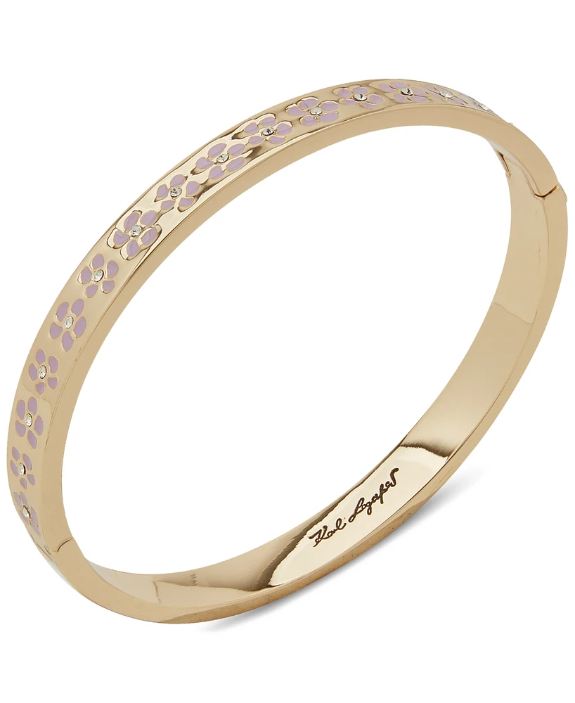 Karl Lagerfeld Paris Gold-Tone Purple Flower Inlay Polished Bangle Bracelet - Br Flower Bangle