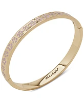 Karl Lagerfeld Paris Gold-Tone Purple Flower Inlay Polished Bangle Bracelet - Br Flower Bangle