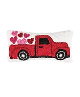 C&F Home 6" x 12" Valentine's Day Heart Truck Petite Small Hooked Accent Throw Pillow