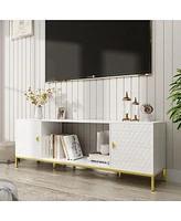 Boyel Living 70 inches Mdf Tv Stand With Storage Cabinets