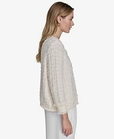 Halston Women's Boucle Collarless Open-Front Cardigan