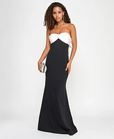 City Studios Juniors' Scuba Twisted Back-Bow Gown, Created for Macy's