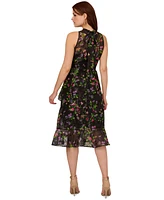 Adrianna Papell Women's Floral Print Ruffled Sleeveless A-Line Dress