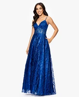 Blondie Nites Juniors' Sequin Illusion Ball Gown