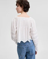 And Now This Petite Cotton Pleated Scallop-Hem Blouse, Exclusively at Macy's