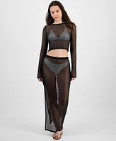 Miken Juniors' Metallic Mesh Cover-Up Top, Exclusively at Macy's