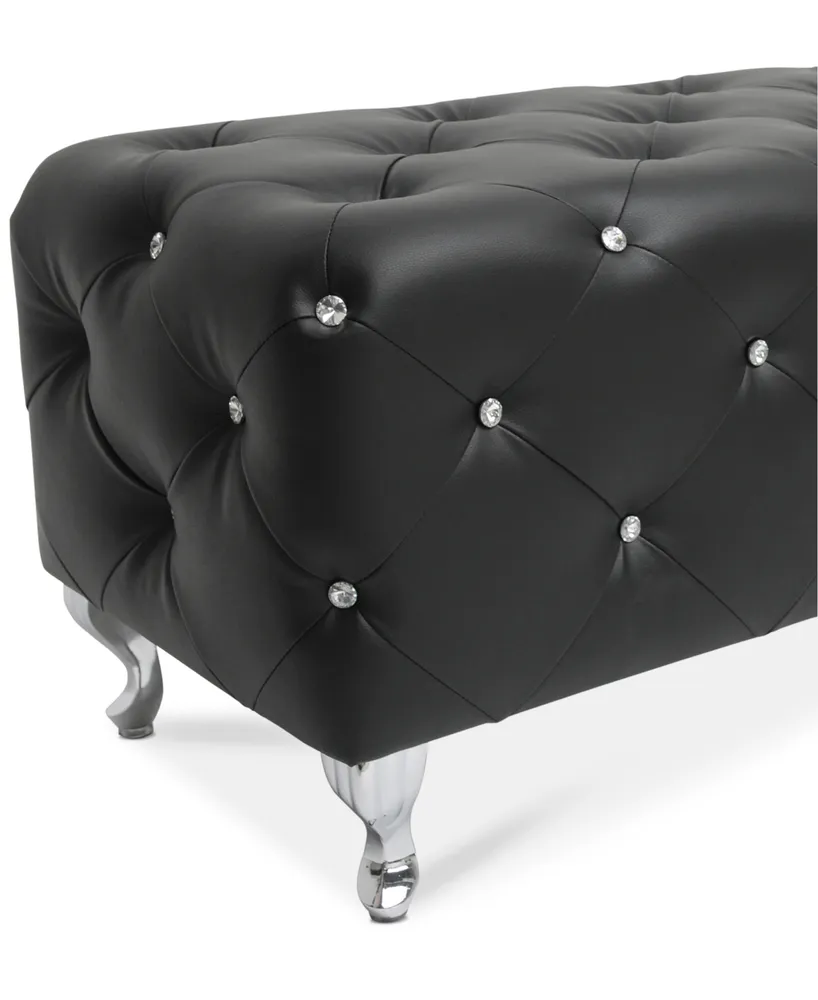Arabella Crystal Tufted Faux Leather Bench