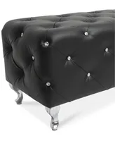 Arabella Crystal Tufted Faux Leather Bench