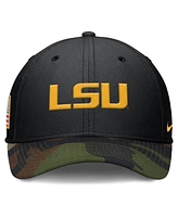 Nike Men's Black/Camo Lsu Tigers 2024 Military Appreciation Rise Swoosh Performance Flex Hat