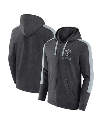 Fanatics Men's Heather Charcoal Las Vegas Raiders Gains Full-Zip Hoodie