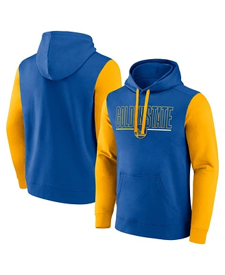 Logo Athletic Men's Royal Golden State Warriors Outline Colorblock Pullover Hoodie