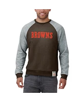 Fanatics Men's Brown/Heather Gray Cleveland Browns Colorblock Pullover Sweatshirt