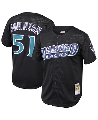 Mitchell & Ness Men's Randy Johnson Black Arizona Diamondbacks Cooperstown Collection Mesh Batting Practice Button-Up Jersey