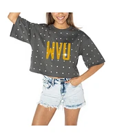 Gameday Couture Women's Gray West Virginia Mountaineers Go Time Rhinestone Crop T-Shirt