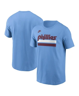 Nike Men's Light Blue Philadelphia Phillies Two Bar Cooperstown Collection Wordmark T-Shirt