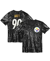 Outerstuff Women's T.j. Watt Black Pittsburgh Steelers Player Name Number V-Neck Fashion Jersey