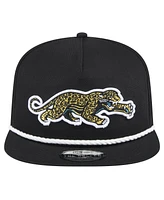 New Era Men's Black Jacksonville Jaguars Throwback Crawl Lockup Golfer Snapback Hat