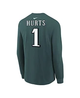 Nike Big Boys and Girls Jalen Hurts Midnight Green Philadelphia Eagles Player Name Number Long Sleeve T-Shirt