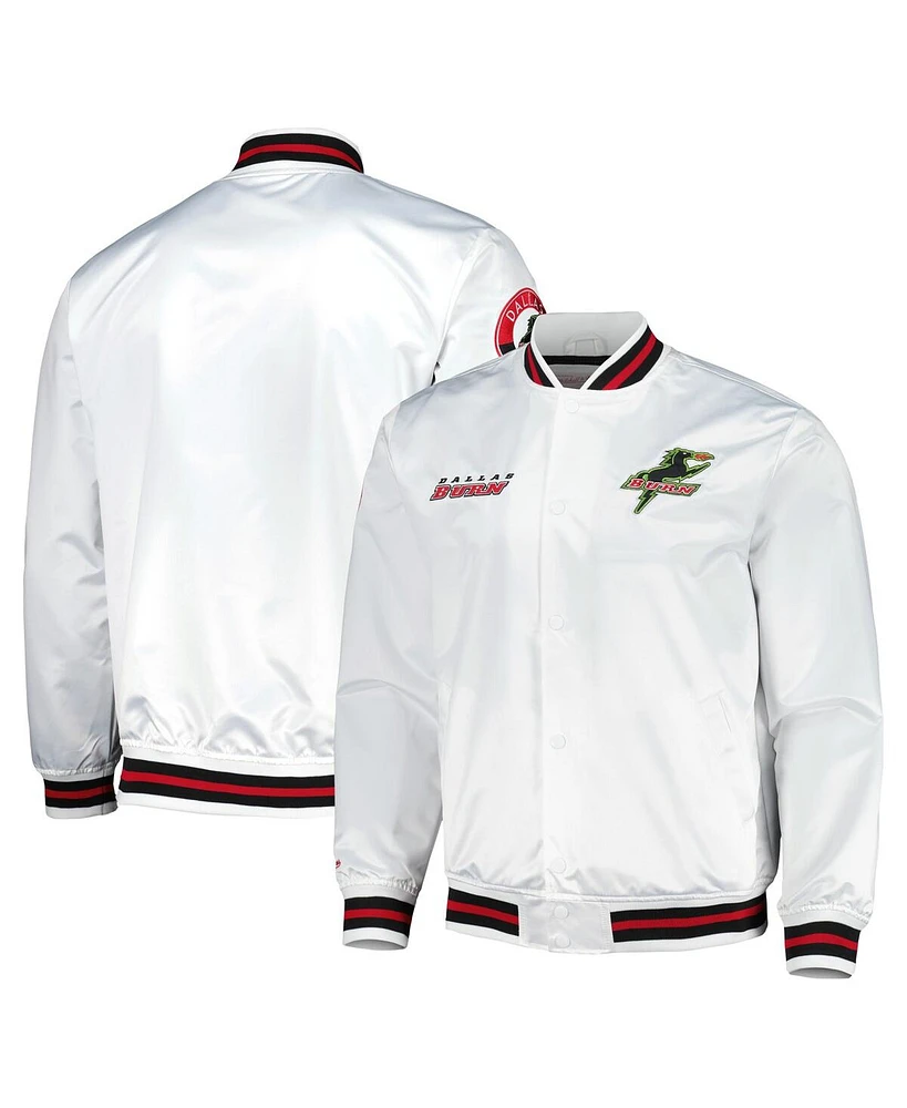 Mitchell & Ness Men's White Dallas Burn City Full-Snap Satin Jacket