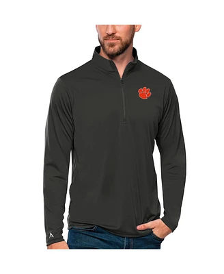 Antigua Men's Charcoal Clemson Tigers Tribute Quarter-Zip Top