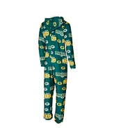 Concepts Sport Women's Green Green Bay Packers Roadway Allover Print Microfleece Full-Zip Union Suit