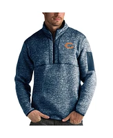 Antigua Men's Heather Navy Chicago Bears Fortune Quarter-Zip Pullover Jacket