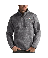 Antigua Men's Charcoal Miami Dolphins Fortune Quarter-Zip Pullover Jacket