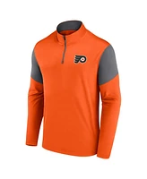 Fanatics Men's Orange/Gray Philadelphia Flyers Logo Quarter-Zip Top