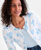 Style & Co Women's Printed Crewneck Button-Front Cardigan, Exclusively at Macy's