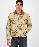 Sun + Stone Men's Sean Long Sleeve Corduroy-Collar Zip-Front Floral Jacket, Exclusively at Macy's