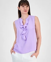 Kasper Women's Sleeveless Ruffle-Neck Blouse, Regular & Petite