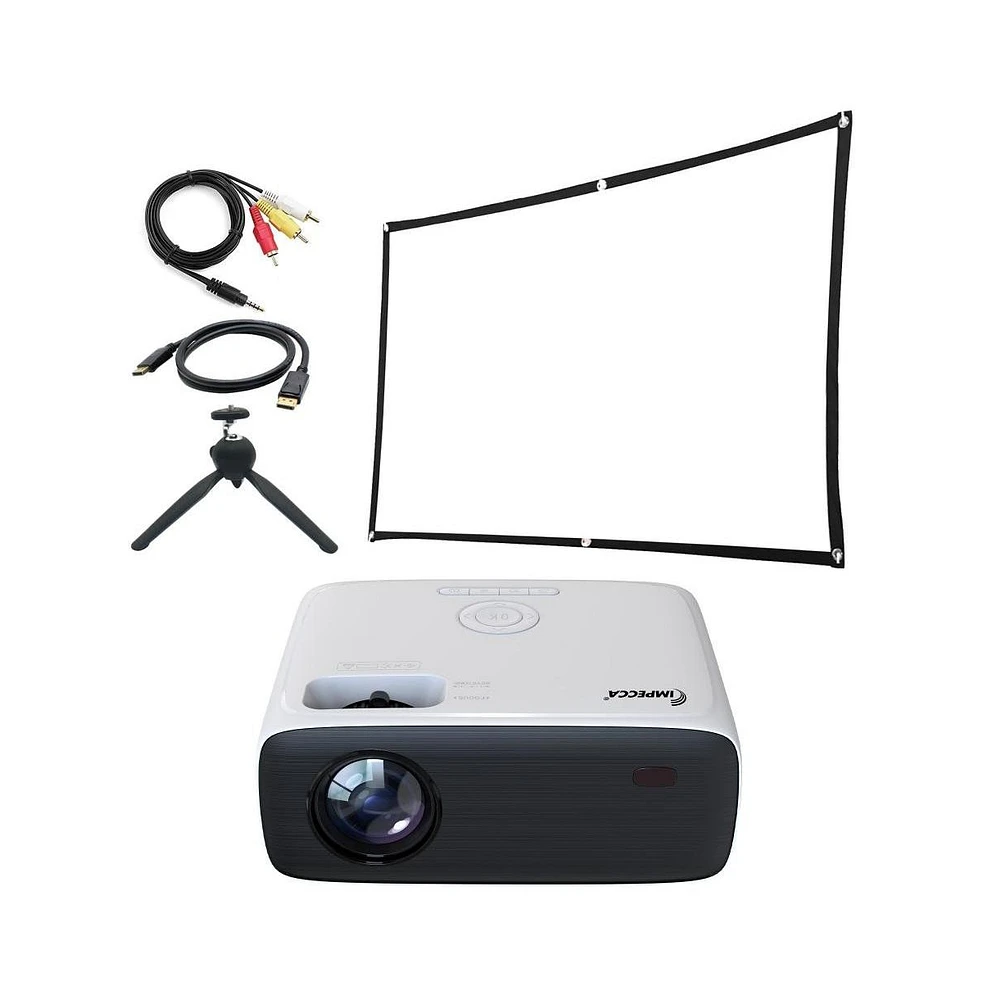 Impecca 180” Home Theater Projector, 200 Ansi Lumens, 720P, Protective Case+Accessory Kit