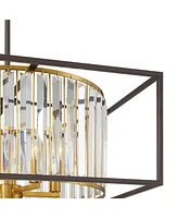 Possini Euro Design Milne 20" Modern Pendant Chandelier Ceiling Light Fixture Dining Room Over Table Kitchen Island Foyer Drum Hanging 5-Light Clear O