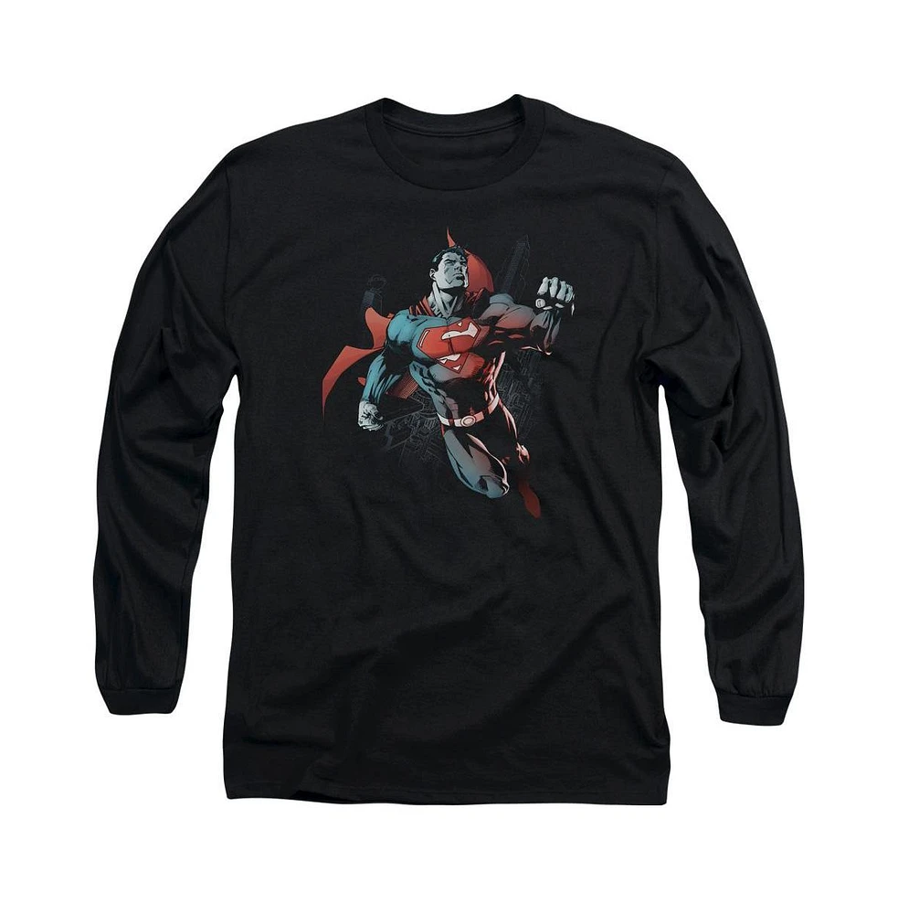 Superman Men's Up The Sky Long Sleeve Adult Tee / T-Shirt