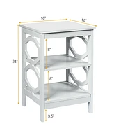 Gouun 2 Pieces 3-tier Nightstand Sofa Side End Accent Table Storage Display Shelf