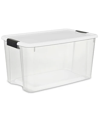 Sterilite Qt Clear Plastic Stackable Storage Bin w/ White Latch Lid