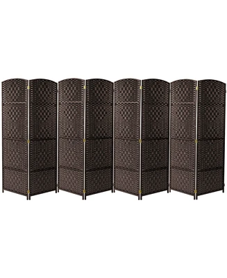 Sorbus Extra Wide - Diamond Weave Fiber Room Divider- 8 Panel Brown