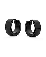 Bling Jewelry Simple Basic Polished Round Huggie Hoop Kpop Earrings Stainless Steel