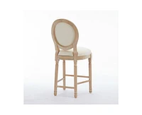 The Pop Home Solid Wood Bar Stools Set of 2, French Country Style Bar Chairs with Upholstered Cushions and Backrest-The Pop Home