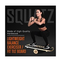 Squatz Wooden Balance Board with Glide Roller for Standing Desk and Core Workouts