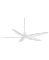 Casa Vieja 60" Lotus Bay Modern Indoor Outdoor Ceiling Fan 5 Blade Led Light Remote Control Matte White Finish Blades Bedroom Patio Living Room Kitche