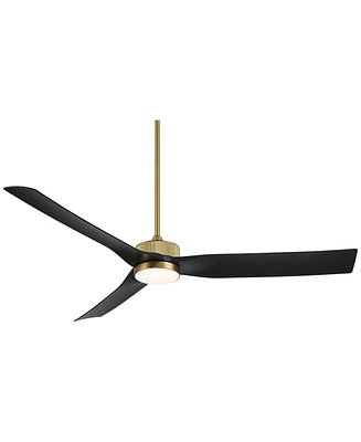 60" Montage Modern Indoor Outdoor Ceiling Fan 3 Blade Led Light Remote Control Soft Brass Finish Blades Bedroom Patio Living Room Kitchen Porch