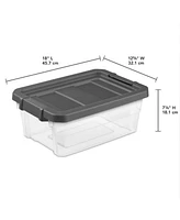 Sterilite 16 Qt Clear Plastic Stacking Storage Containers with Gray Lid (6 Pack)