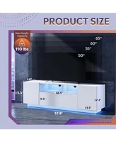 Wlive Tv Stand for 65 Inch Tv Modern Entertainment Center with Led 58" Tv Console with Storage Cabinet Tv Stands for Living Room