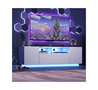 Wlive Tv Stand for 65 Inch Tv Modern Entertainment Center with Led 58" Tv Console with Storage Cabinet Tv Stands for Living Room