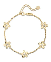 Devata Flower Chain Bracelet in 14K Gold with Cubic Zirconia, 6.5 in adj to 7.5 in, approx. 5.6 grams.