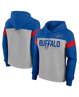 Fanatics Women's Heather Gray/Royal Buffalo Bills Bold Play Call Pullover Hoodie