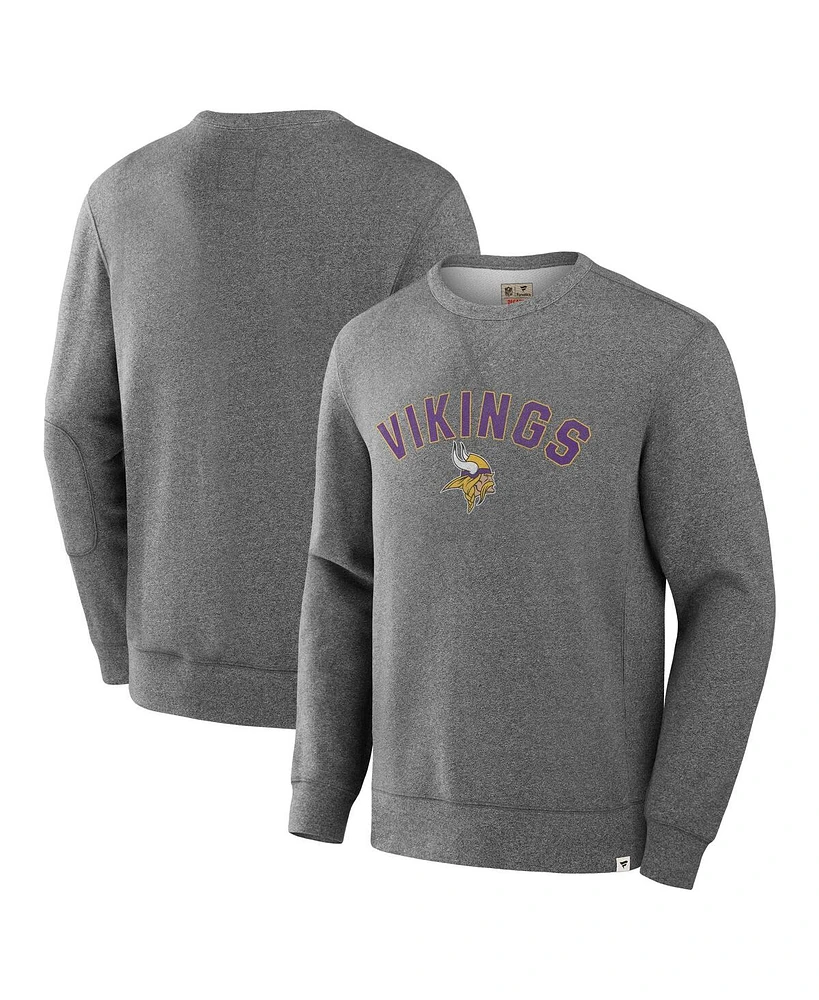 Fanatics Men's Heather Gray Minnesota Vikings Loop Terry Pullover Sweatshirt